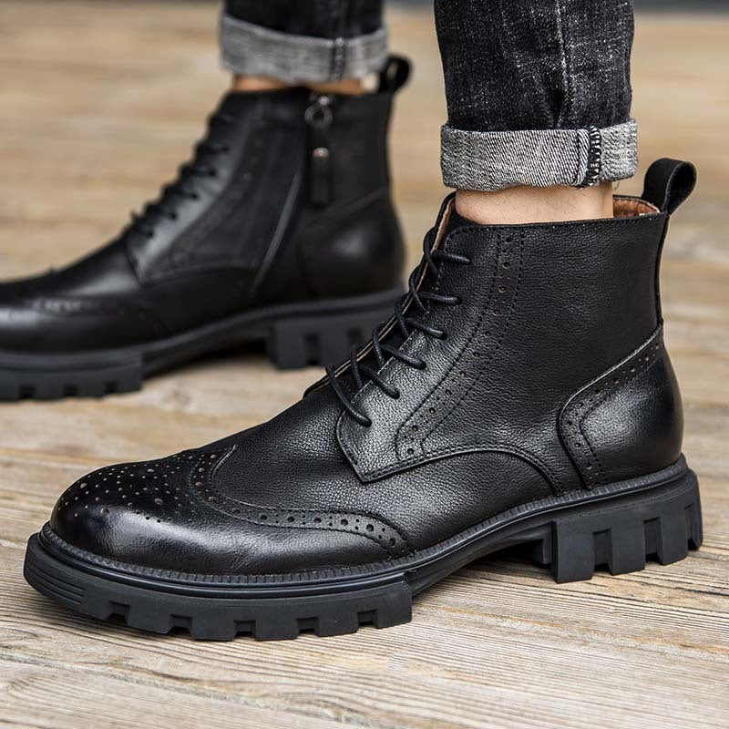 
                      
                        Men's Martin Boots Leather Thick Sole - RewaGold
                      
                    