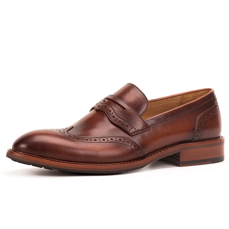 
                      
                        Men's Handmade Leather Loafers - Carved Business Casual Shoes - RewaGold
                      
                    