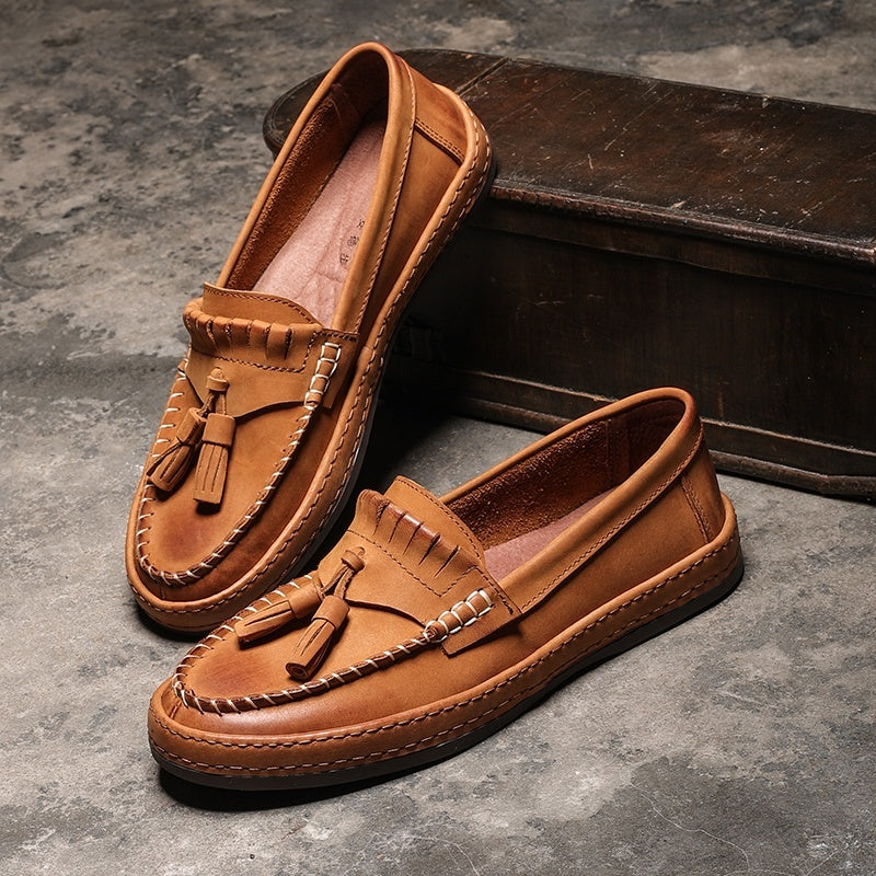 
                      
                        Summer British Style Leather Slip-on Casual Men's Shoes - RewaGold
                      
                    