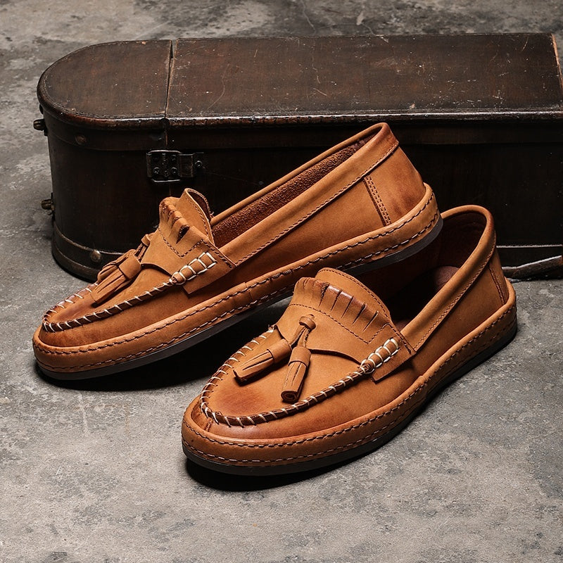 
                      
                        Summer British Style Leather Slip-on Casual Men's Shoes - RewaGold
                      
                    