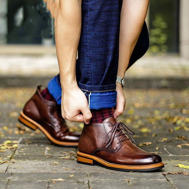 
                      
                        New men's high Top Short Boots Men's Shoes Round Toe Martin Boots - RewaGold
                      
                    