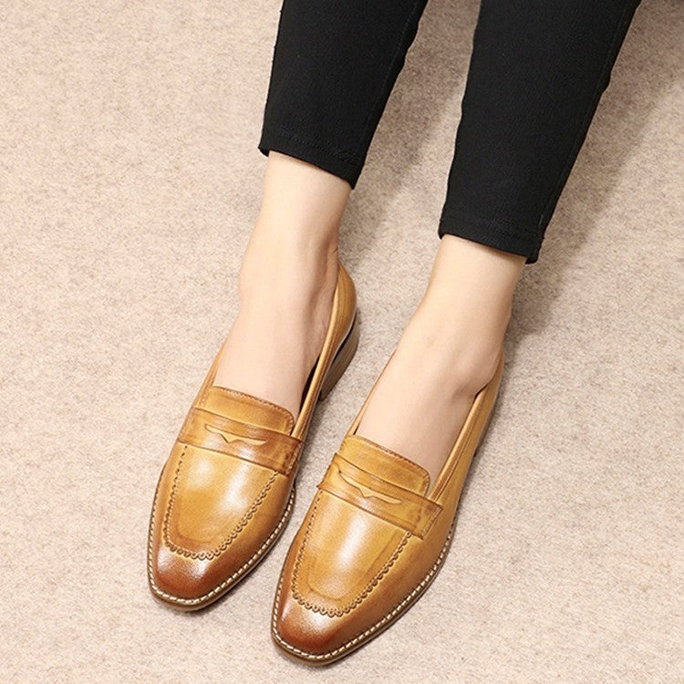 Retro English Style Small Leather Shoes Flat - RewaGold