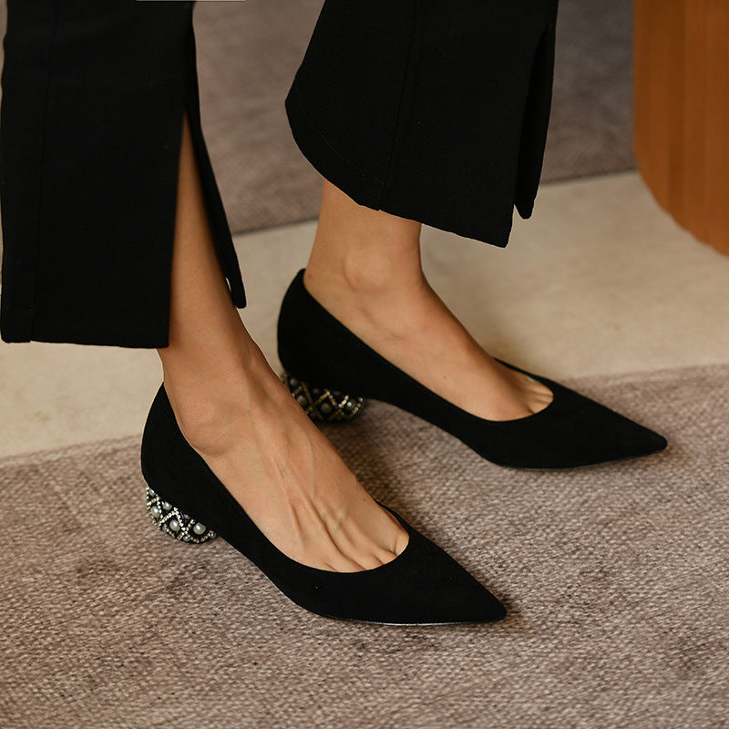 
                      
                        Low-heeled female pointed high-heeled shoes - RewaGold
                      
                    