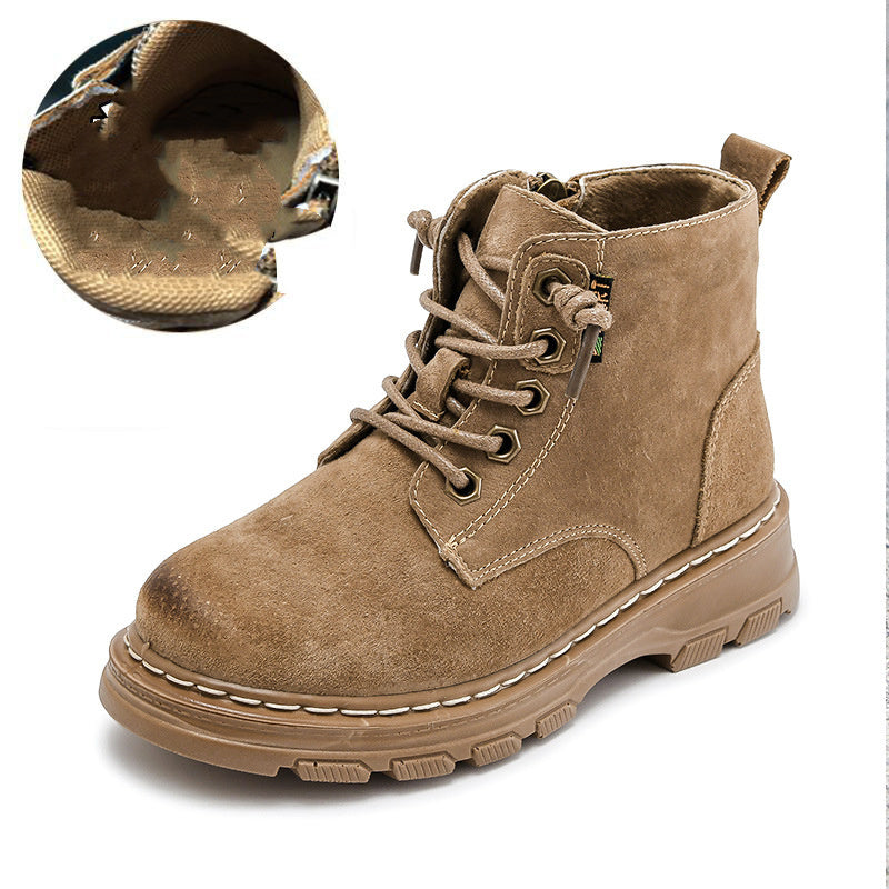 Kids' Soft-Soled Cowhide Cotton Boots
