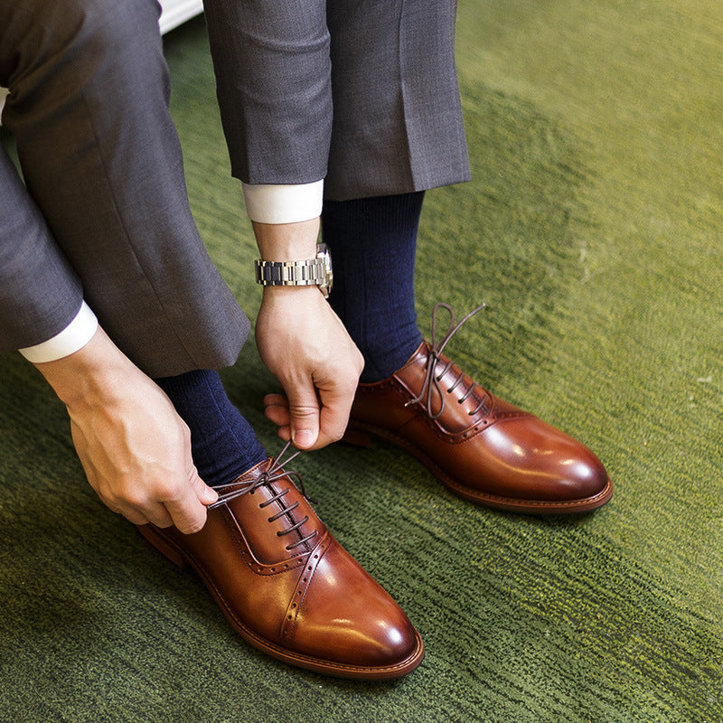 
                      
                        Men's Leather Lace-up Oxford Shoes - RewaGold
                      
                    