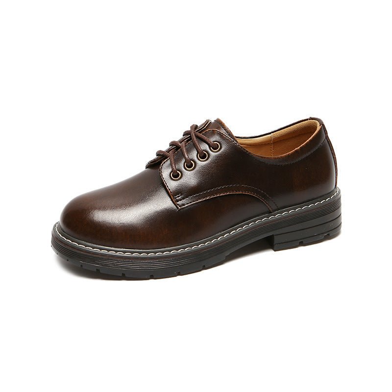 
                      
                        Women's Retro Leather Flats - Black Round Toe Shoes - RewaGold
                      
                    