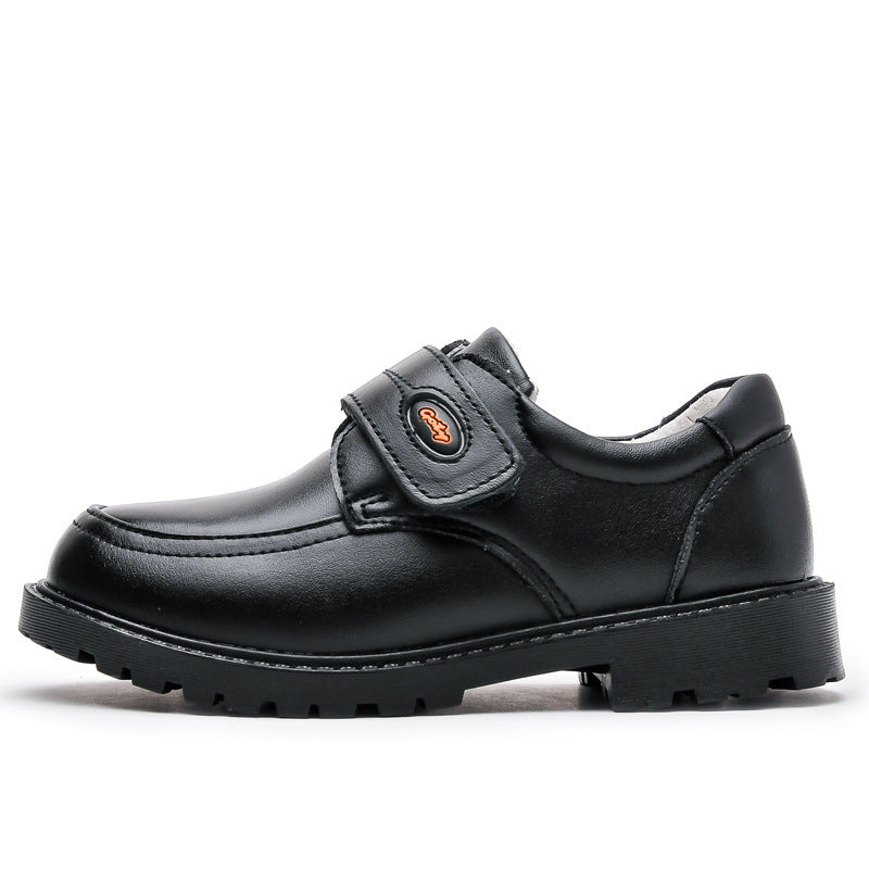 Boys' Black Leather Soft Sole Shoes