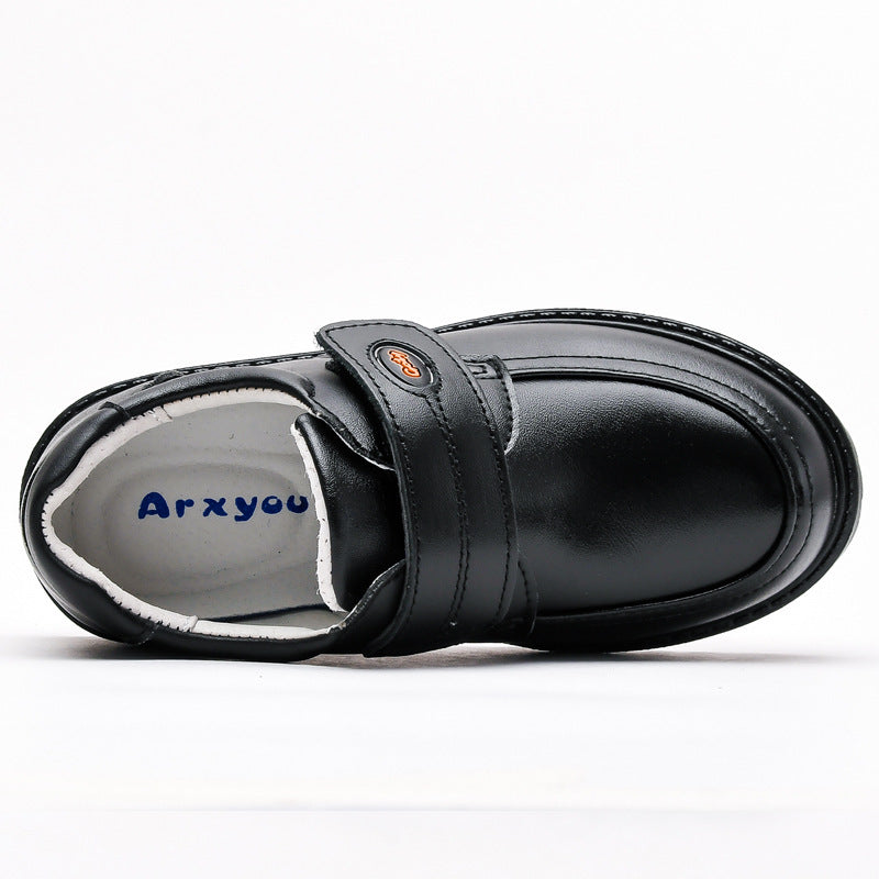 
                      
                        Boys' Black Leather Soft Sole Shoes
                      
                    