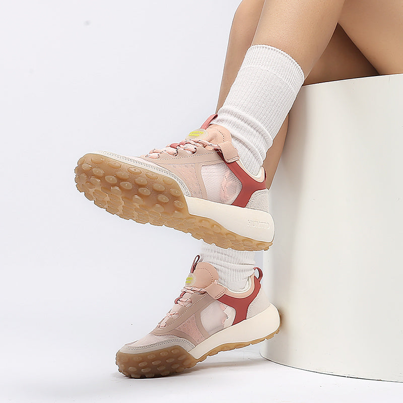 
                      
                        Women's Casual Tether Sneakers - Soft Leather & Fabric Mix - RewaGold
                      
                    
