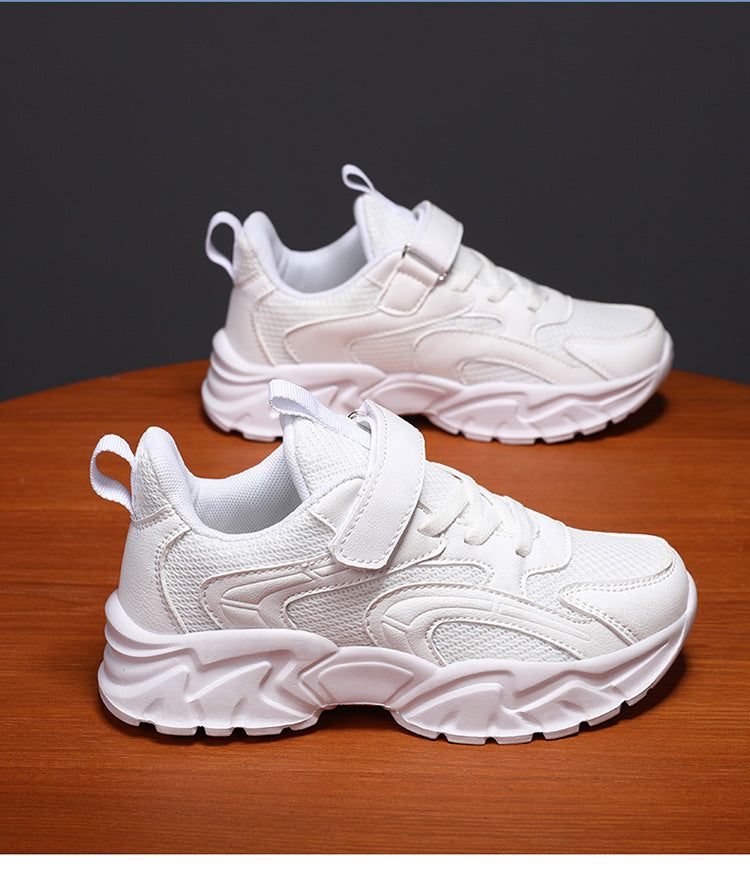 Kids' Breathable Mesh & Leather Velcro Shoes