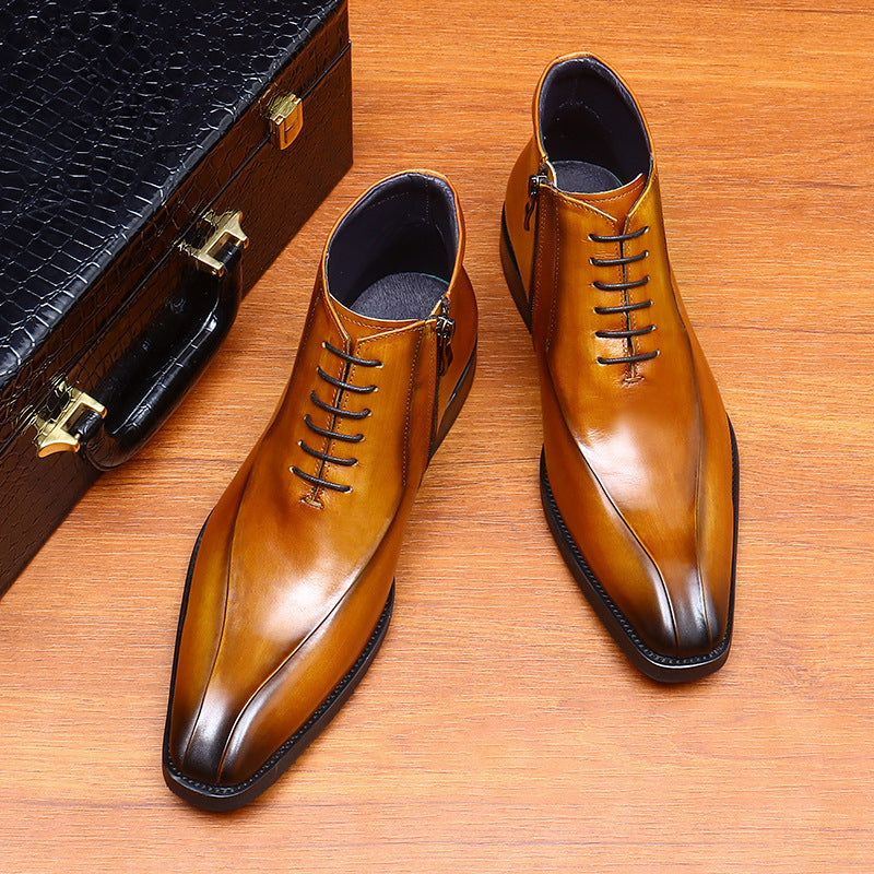 
                      
                        Men's Genuine Leather Pointed Toe Business Suit - RewaGold
                      
                    