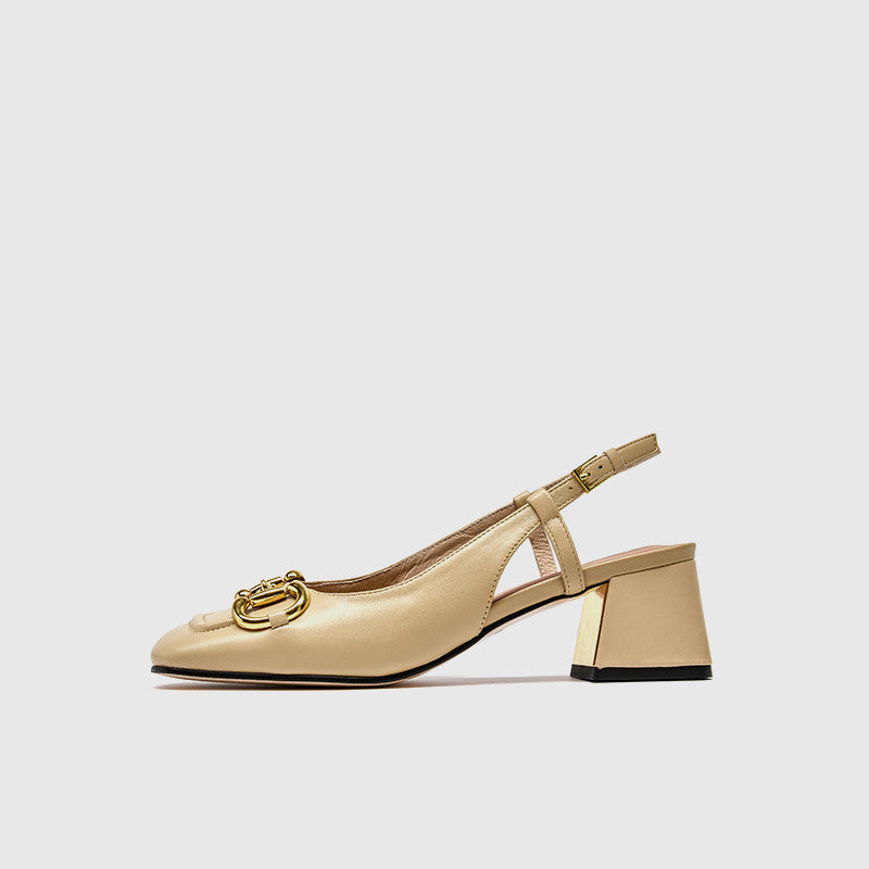 
                      
                        Women's French Baotou Thick Heel Leather Square Toe Shoes - RewaGold
                      
                    