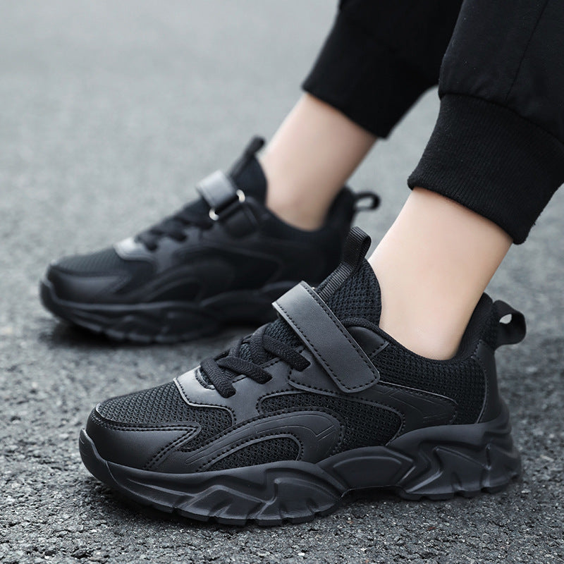Kids' Breathable Mesh & Leather Velcro Shoes