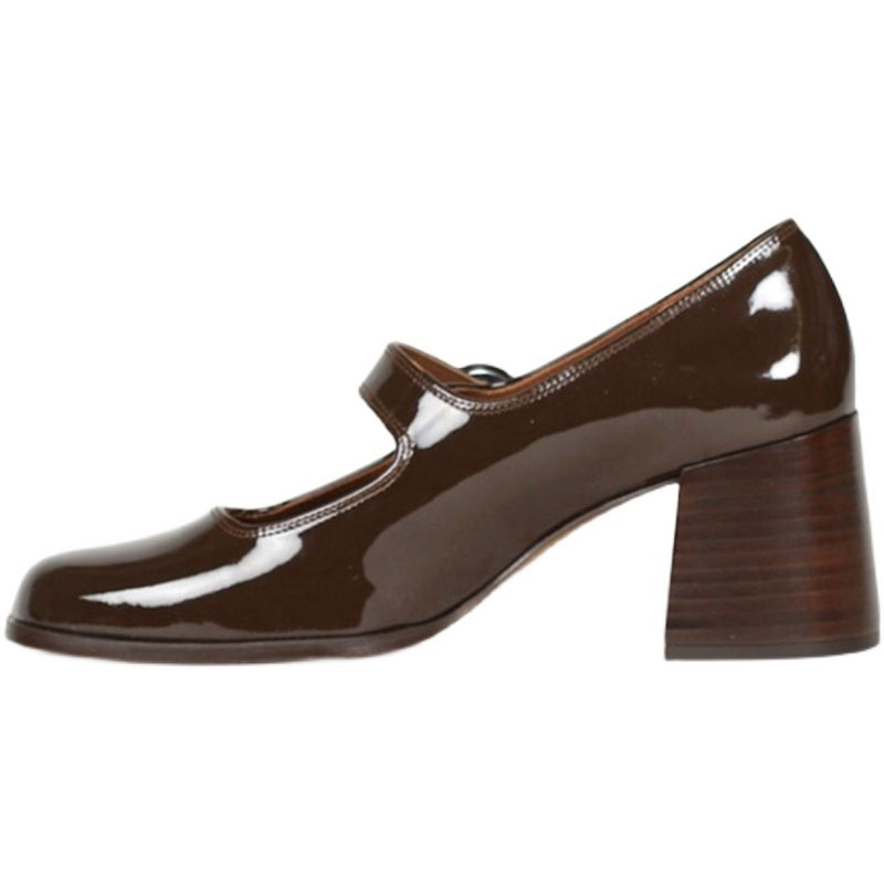 
                      
                        Mary Jane Shoes Women's New One Word Buckle Chunky High Heels - RewaGold
                      
                    