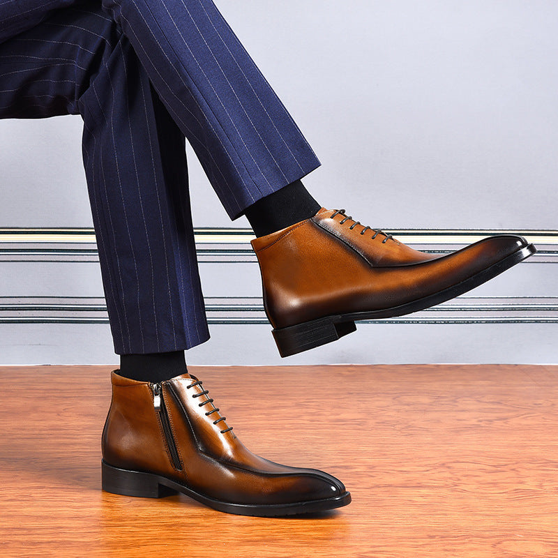 
                      
                        Men's Genuine Leather Pointed Toe Business Suit - RewaGold
                      
                    