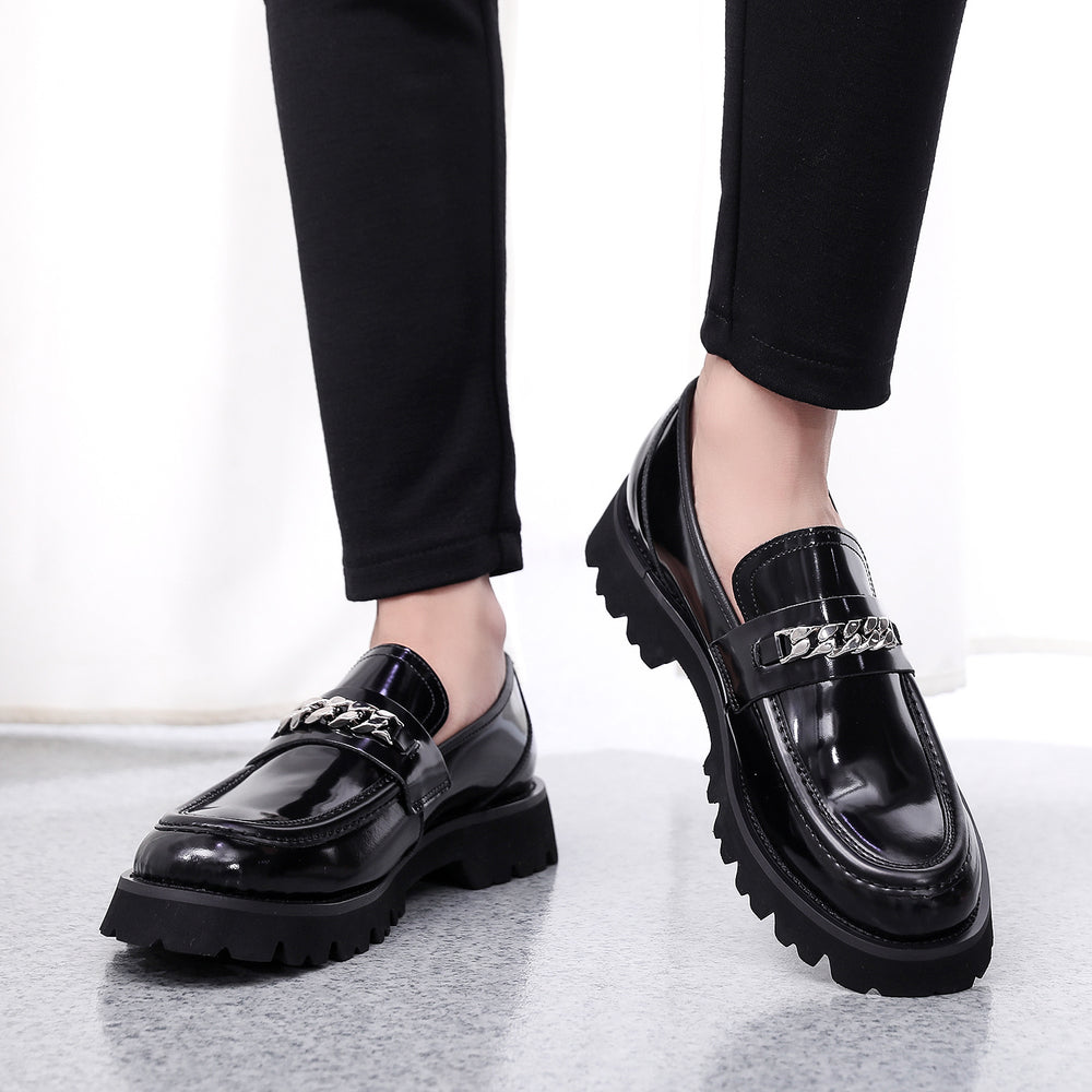 Men's Patent Business Shiny Platform Casual Leather Shoes - RewaGold
